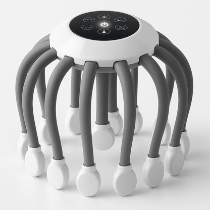 Smart TMS Vibration Scalp Head Massager with Red Light, Octopus Massage Machine for Stress Relief