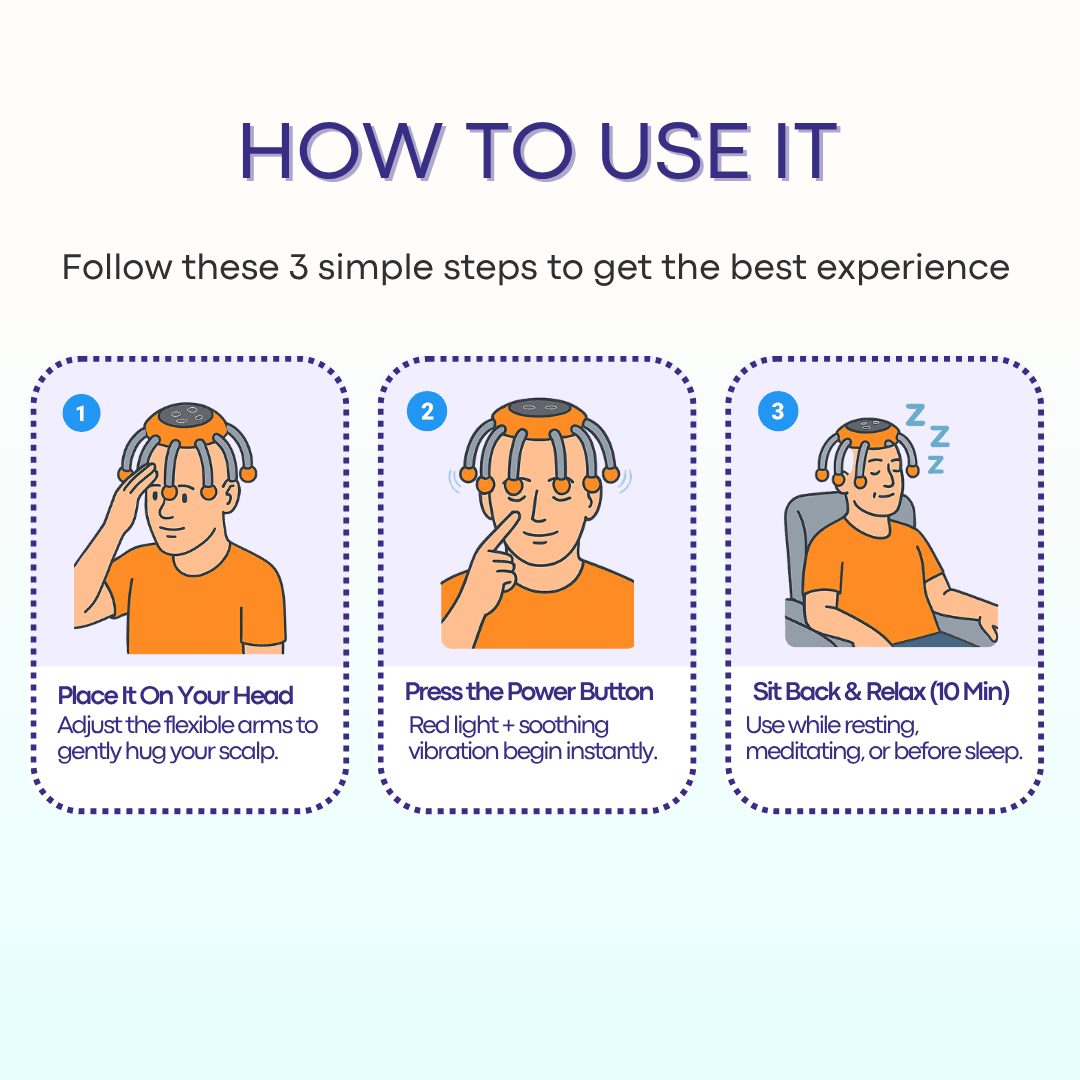 Smart TMS Vibration Scalp Head Massager with Red Light, Octopus Massage Machine for Stress Relief
