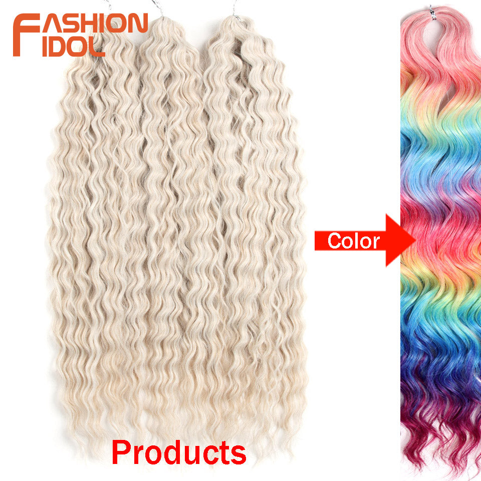 Ariel Hair Water Wave Crochet Braids, Synthetic Twist Curly Hair Ombre Blonde Brown Deep Wave Braiding Hair Extensions