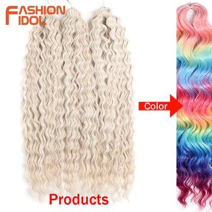 Ariel Hair Water Wave Crochet Braids, Synthetic Twist Curly Hair Ombre Blonde Brown Deep Wave Braiding Hair Extensions