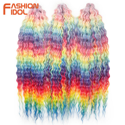 Ariel Hair Water Wave Crochet Braids, Synthetic Twist Curly Hair Ombre Blonde Brown Deep Wave Braiding Hair Extensions