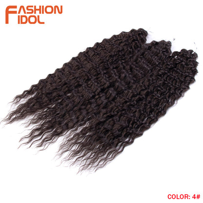 Ariel Hair Water Wave Crochet Braids, Synthetic Twist Curly Hair Ombre Blonde Brown Deep Wave Braiding Hair Extensions