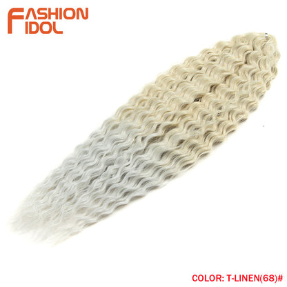 Ariel Hair Water Wave Crochet Braids, Synthetic Twist Curly Hair Ombre Blonde Brown Deep Wave Braiding Hair Extensions