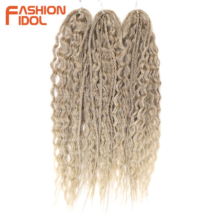 Ariel Hair Water Wave Crochet Braids, Synthetic Twist Curly Hair Ombre Blonde Brown Deep Wave Braiding Hair Extensions