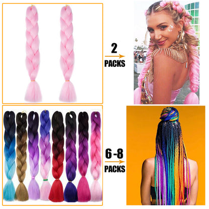 Jumbo Braid Hair Extensions, Ombre Kanekalon Synthetic Yaki Braids for Women, DIY Braiding Hair in Multiple Colors