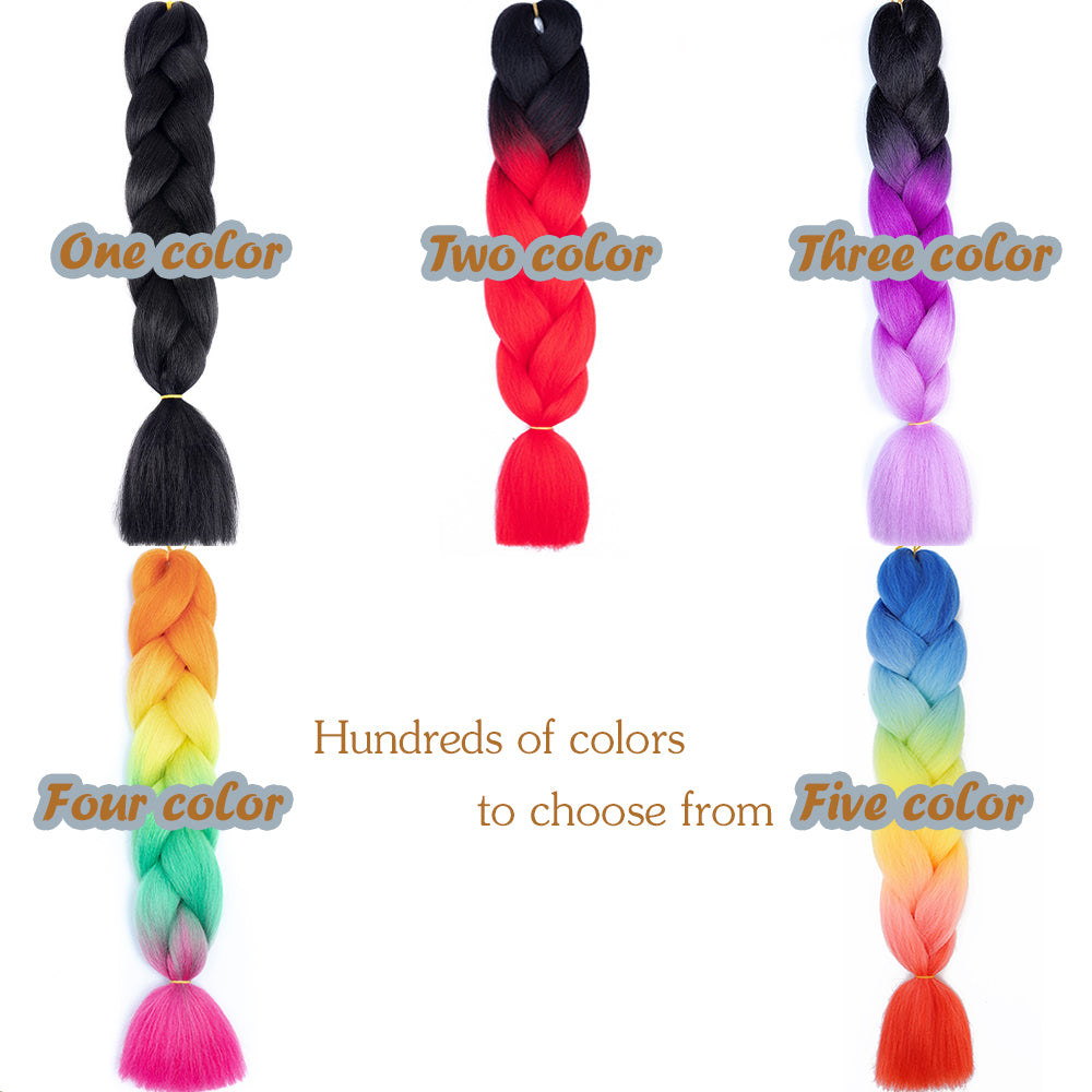 Jumbo Braid Hair Extensions, Ombre Kanekalon Synthetic Yaki Braids for Women, DIY Braiding Hair in Multiple Colors