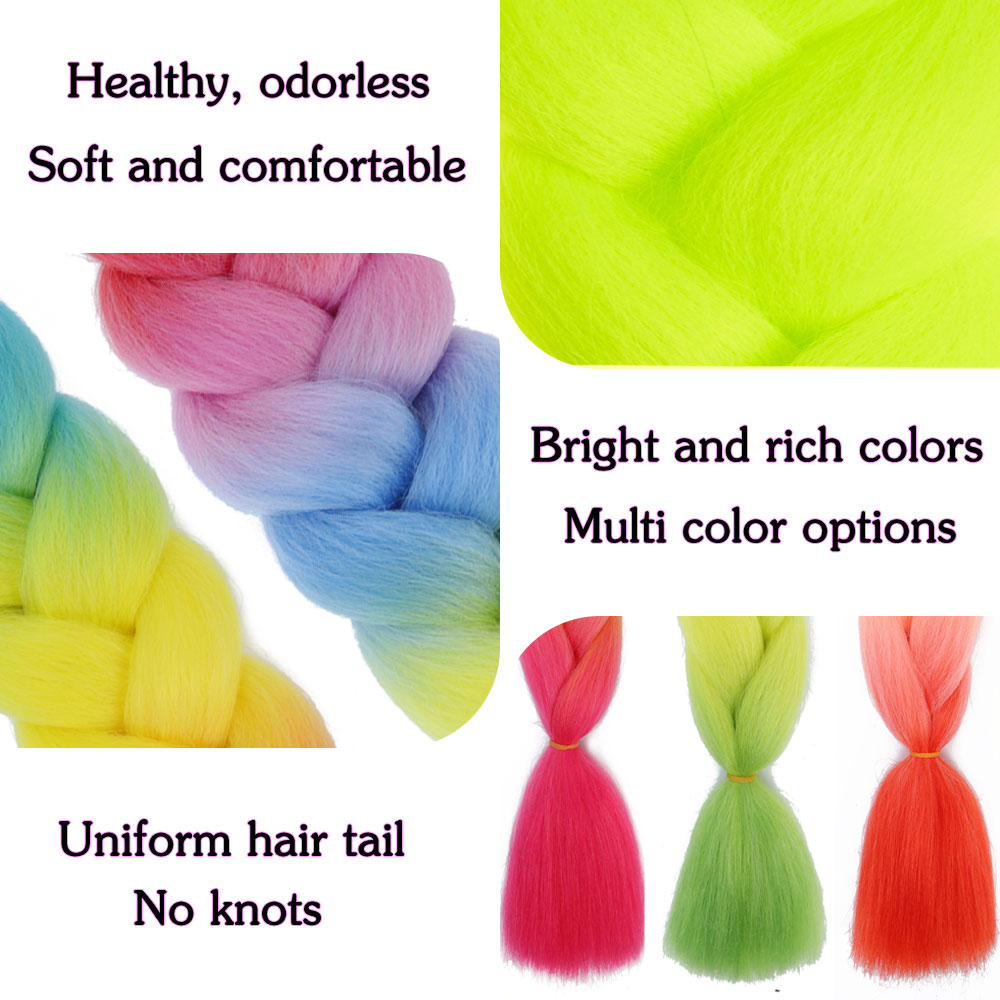 Jumbo Braid Hair Extensions, Ombre Kanekalon Synthetic Yaki Braids for Women, DIY Braiding Hair in Multiple Colors