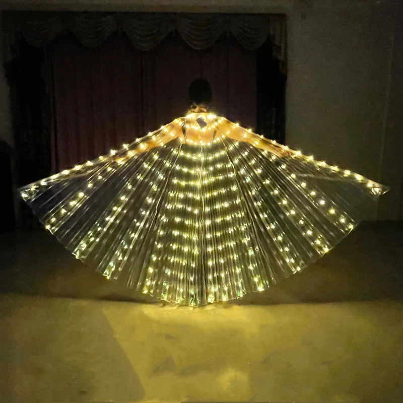 LED Wings Belly Dance Wings Isis Halloween Wing Prop, Shining LED Lamp Wings & Sticks, Costume Accessories for Adults