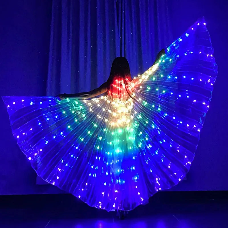 LED Wings Belly Dance Wings Isis Halloween Wing Prop, Shining LED Lamp Wings & Sticks, Costume Accessories for Adults