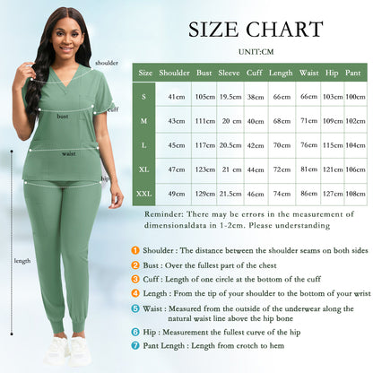 High-Quality Scrubs Women Set, V-Neck Uniform Top & Jogger Pants with Drawstring Waist, SPA, Dental, Veterinary & Clinic