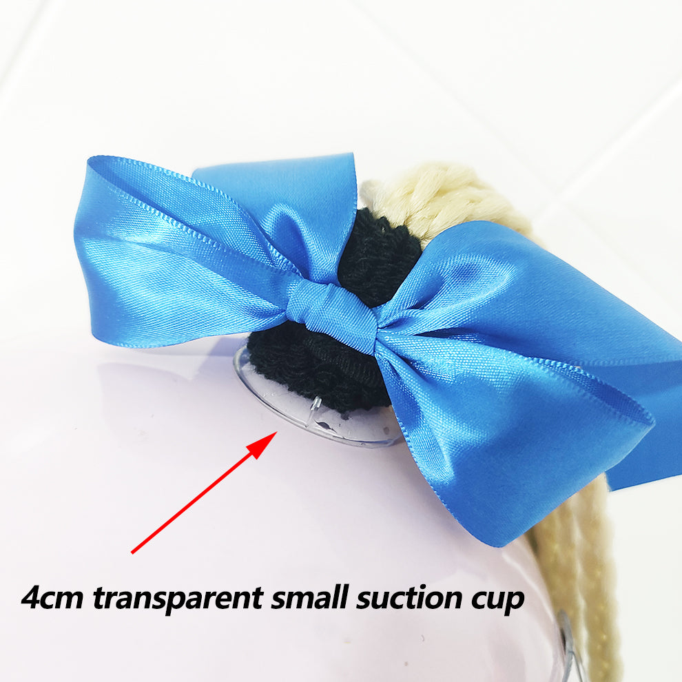 Twist Dual Pigtail Wig for Motorcycle Helmet, Women Braided Hairpiece with Sucker Attachment for Motorbike Helmets