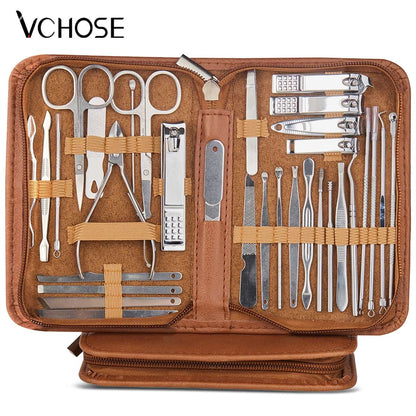 8/32pcs Professional Manicure Set Stainless Steel Nail Care Kit with Pedicure Tools