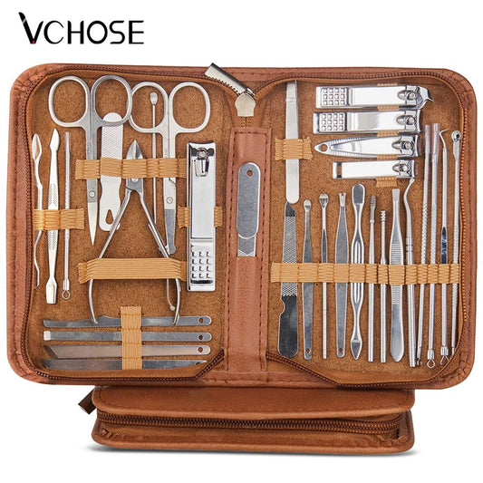 8/32pcs Professional Manicure Set Stainless Steel Nail Care Kit with Pedicure Tools