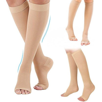 Medical Grade Compression Socks Unisex Toeless Support Hose, Varicose Veins Prevention & Circulation Control
