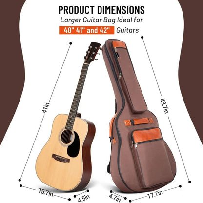 Waterproof Acoustic Guitar Bag 41 Inch with Padded Double Straps