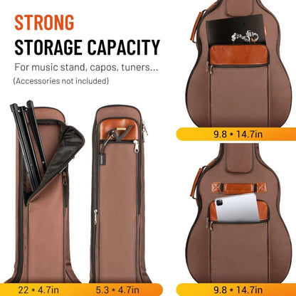 Waterproof Acoustic Guitar Bag 41 Inch with Padded Double Straps