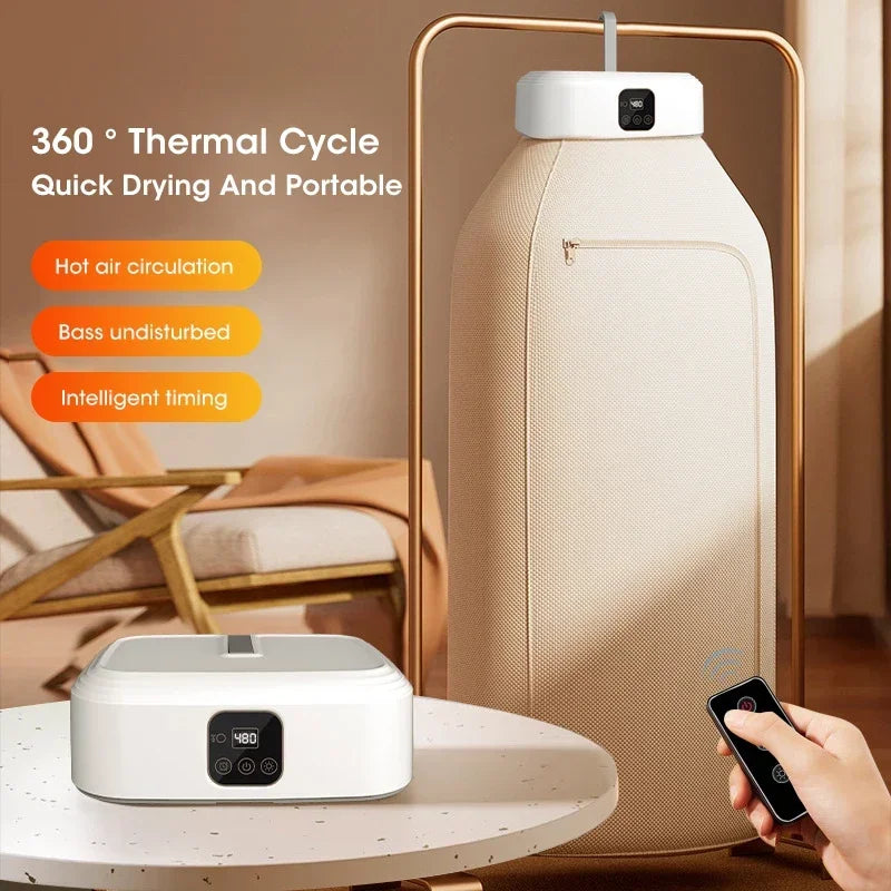 Foldable Mini Portable Dryer, Electric Fast Drying Timer, Intelligent Household Cabinet with Drying Bag, Compact Travel