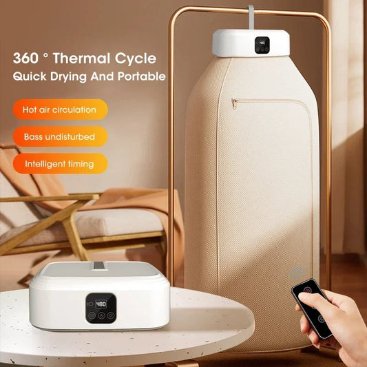 Foldable Mini Portable Dryer, Electric Fast Drying Timer, Intelligent Household Cabinet with Drying Bag, Compact Travel