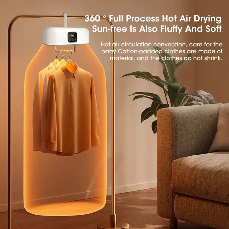 Foldable Mini Portable Dryer, Electric Fast Drying Timer, Intelligent Household Cabinet with Drying Bag, Compact Travel
