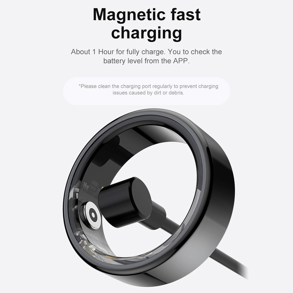 Smart Ring Military Grade Titanium Steel Shell, Health Monitoring IP68 & 3ATM, Waterproof Multi Sport Modes