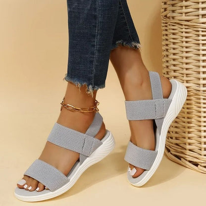 Women's Knit Slip-On Wedge Sandals – Lightweight, Elastic & Comfy for Summer