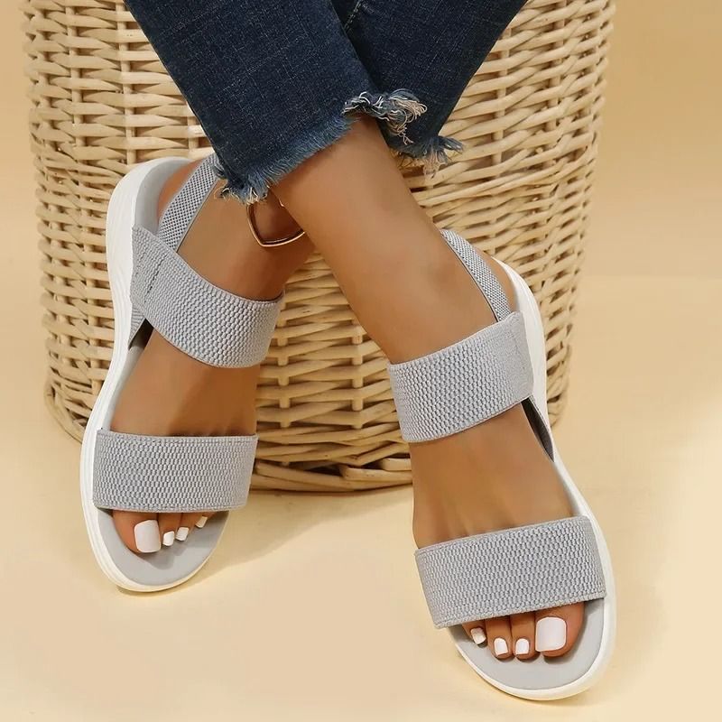 Women's Knit Slip-On Wedge Sandals – Lightweight, Elastic & Comfy for Summer