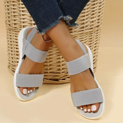 Women's Knit Slip-On Wedge Sandals – Lightweight, Elastic & Comfy for Summer