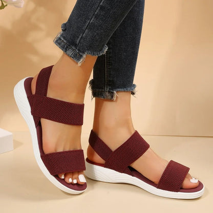 Women's Knit Slip-On Wedge Sandals – Lightweight, Elastic & Comfy for Summer