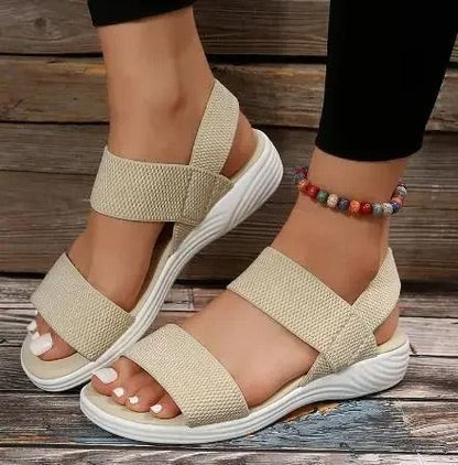 Women's Knit Slip-On Wedge Sandals – Lightweight, Elastic & Comfy for Summer