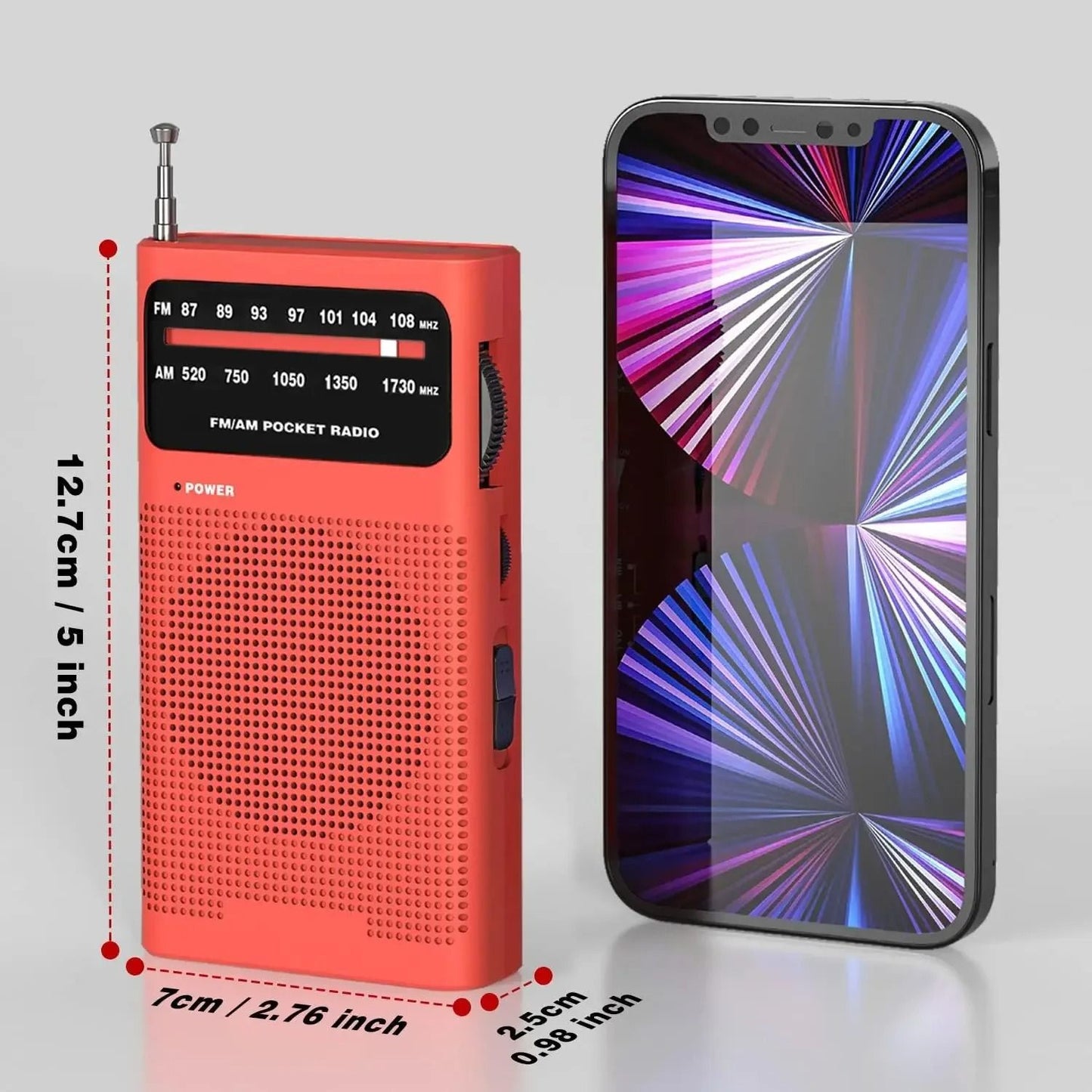 Mini Portable AM FM Radio with AA Battery Power – Pocket Size Analog Tuner for Travel and Emergency Use