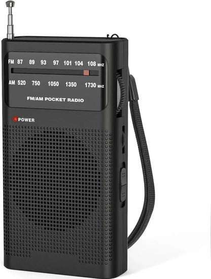 Mini Portable AM FM Radio with AA Battery Power – Pocket Size Analog Tuner for Travel and Emergency Use