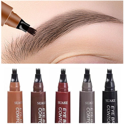 4D Microblading Eyebrow Pen – 4 Forks Tip Waterproof Eyebrow Tattoo Pencil, Long-Lasting Fine Sketch Liquid Brow Makeup