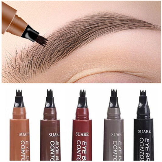 4D Microblading Eyebrow Pen – 4 Forks Tip Waterproof Eyebrow Tattoo Pencil, Long-Lasting Fine Sketch Liquid Brow Makeup