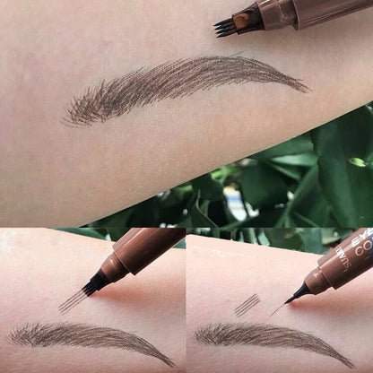 4D Microblading Eyebrow Pen – 4 Forks Tip Waterproof Eyebrow Tattoo Pencil, Long-Lasting Fine Sketch Liquid Brow Makeup