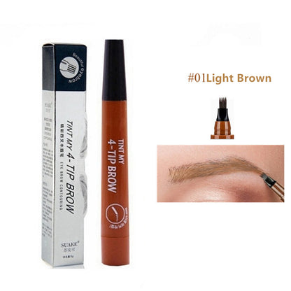 4D Microblading Eyebrow Pen – 4 Forks Tip Waterproof Eyebrow Tattoo Pencil, Long-Lasting Fine Sketch Liquid Brow Makeup