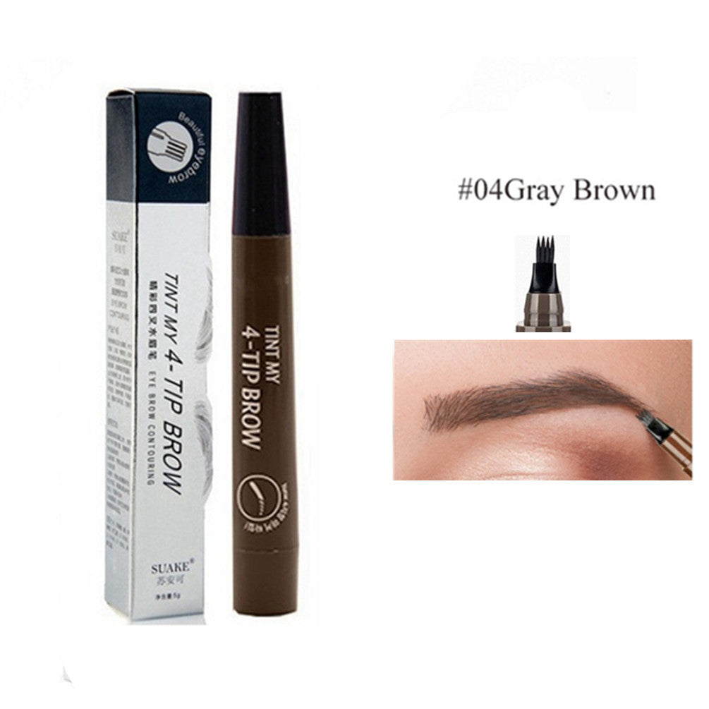 4D Microblading Eyebrow Pen – 4 Forks Tip Waterproof Eyebrow Tattoo Pencil, Long-Lasting Fine Sketch Liquid Brow Makeup