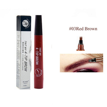 4D Microblading Eyebrow Pen – 4 Forks Tip Waterproof Eyebrow Tattoo Pencil, Long-Lasting Fine Sketch Liquid Brow Makeup