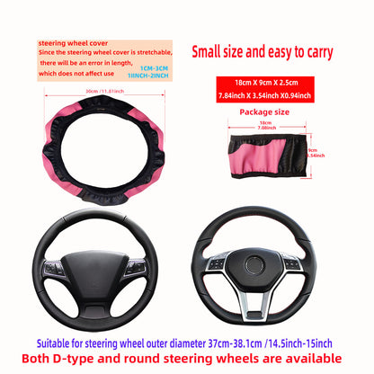 Premium PU Leather Carbon Fiber Car Steering Wheel Cover – Fits 14.5-15 Inches (No Inner Ring)