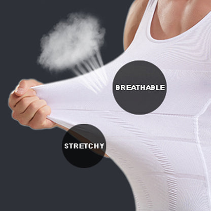 Compression Tank Top Men Slimming Body Shaper Vest, Abs Abdomen Tummy Control Workout Shirt Sleeveless Gym Fitness