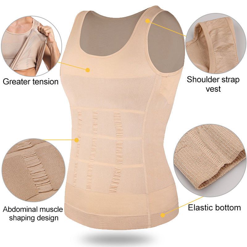Compression Tank Top Men Slimming Body Shaper Vest, Abs Abdomen Tummy Control Workout Shirt Sleeveless Gym Fitness