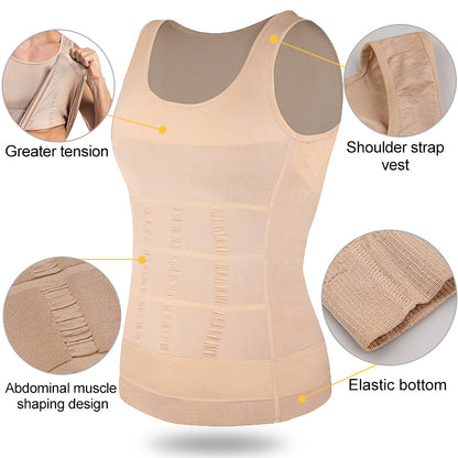 Compression Tank Top Men Slimming Body Shaper Vest, Abs Abdomen Tummy Control Workout Shirt Sleeveless Gym Fitness