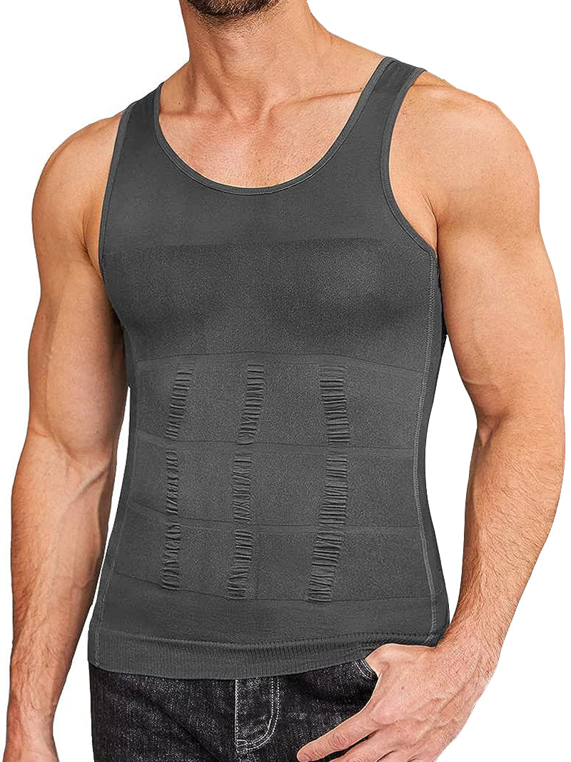 Compression Tank Top Men Slimming Body Shaper Vest, Abs Abdomen Tummy Control Workout Shirt Sleeveless Gym Fitness