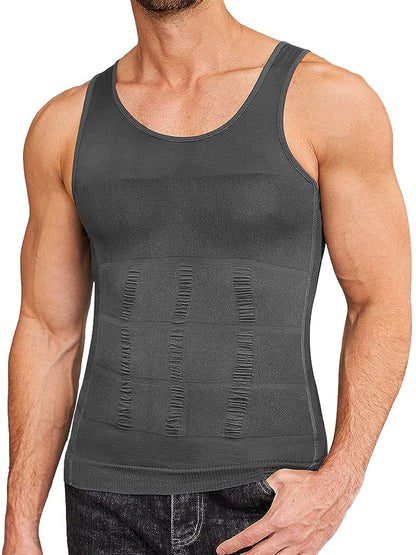 Compression Tank Top Men Slimming Body Shaper Vest, Abs Abdomen Tummy Control Workout Shirt Sleeveless Gym Fitness