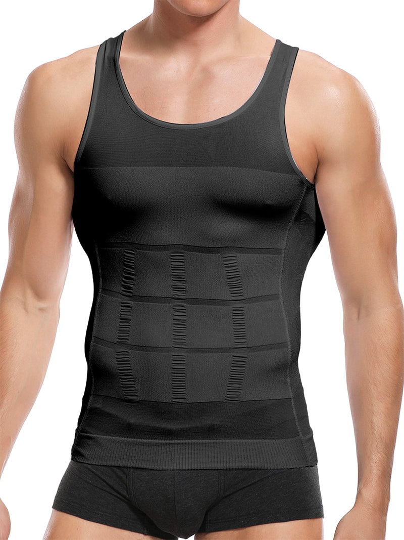 Compression Tank Top Men Slimming Body Shaper Vest, Abs Abdomen Tummy Control Workout Shirt Sleeveless Gym Fitness