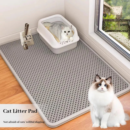 Double Layer EVA Cat Litter Mat, Large Hole Anti-Slip Sand Bowl Filter Mat for Cats, Reusable Litter Pad for Cat
