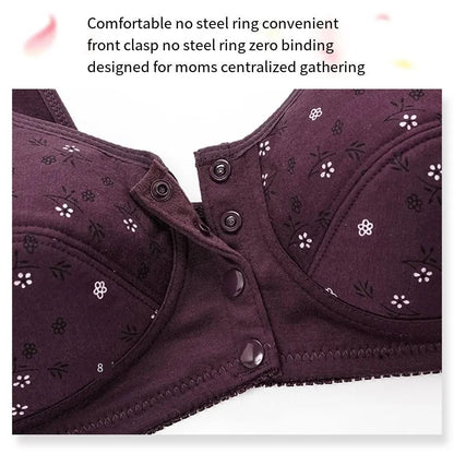 Comfortable Front Closure Cotton Bras for Older Women with Breathable No Wire Support and Plus Size Fit