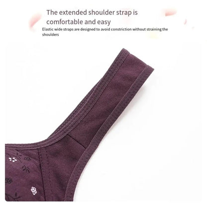 Comfortable Front Closure Cotton Bras for Older Women with Breathable No Wire Support and Plus Size Fit