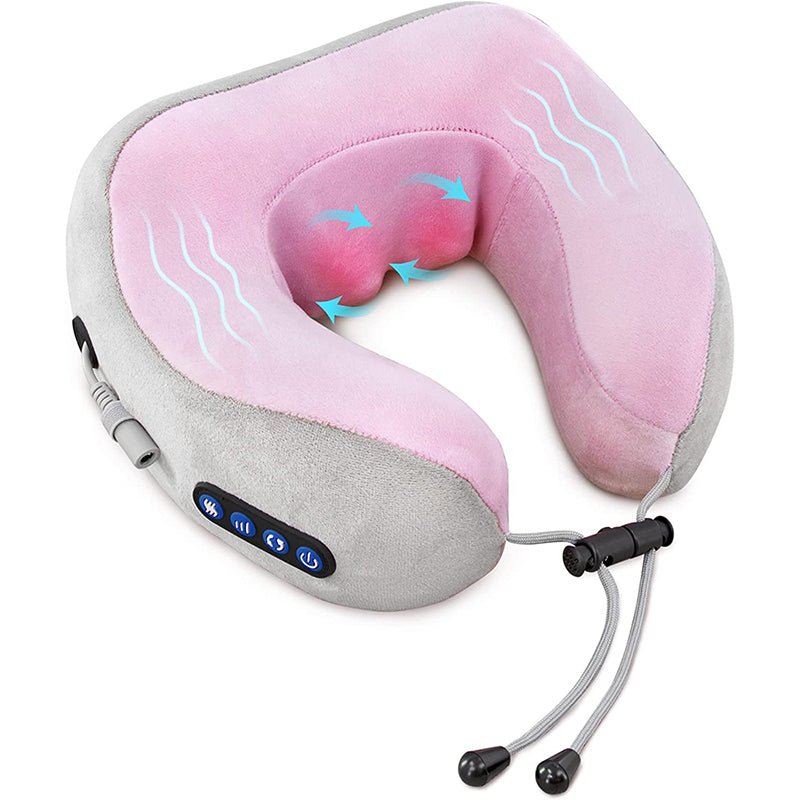 Electric Neck Massager With Heat Vibration 3D Kneading Shiatsu Massage, U Shaped Pillow For Shoulder Support