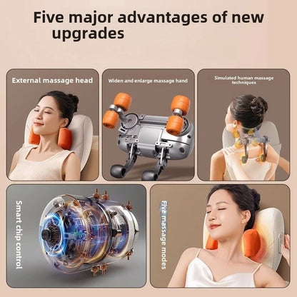 Wireless Trapezius Electric Massage Pillow, Shiatsu Kneading Heating Massager for Neck, Waist, Back, Leg & Cervical Pain
