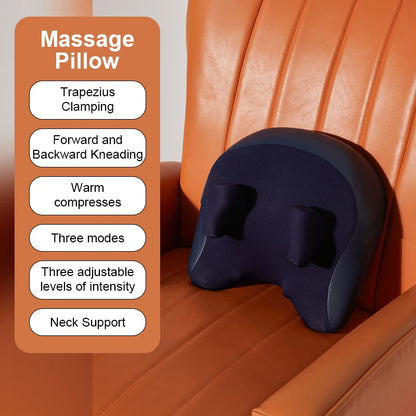 Wireless Trapezius Electric Massage Pillow, Shiatsu Kneading Heating Massager for Neck, Waist, Back, Leg & Cervical Pain